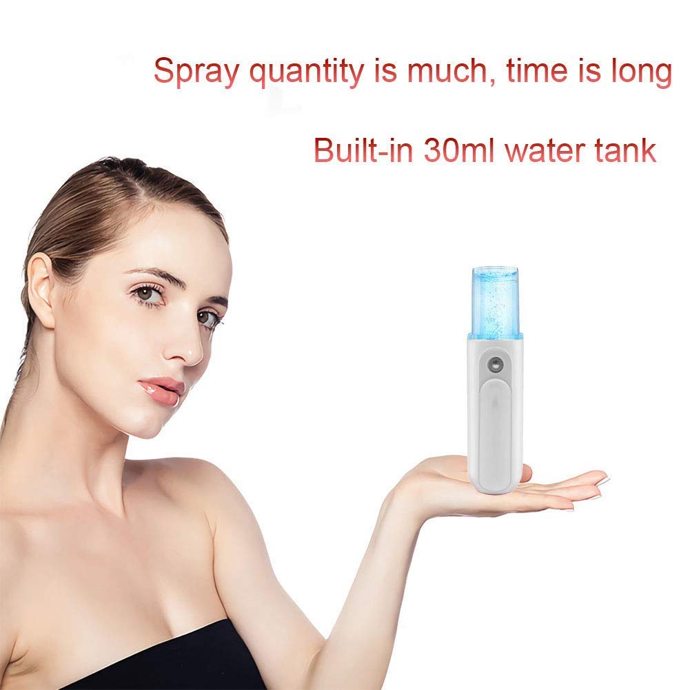 TERRIFI Nano Facial Mister, Portable Mini Cool Mist Facial Steamer Moisturizing Hydrating Face Sprayer for Skin Care, Makeup, Cleaning Pores, Eyelash Extensions, Summer Cool (White)