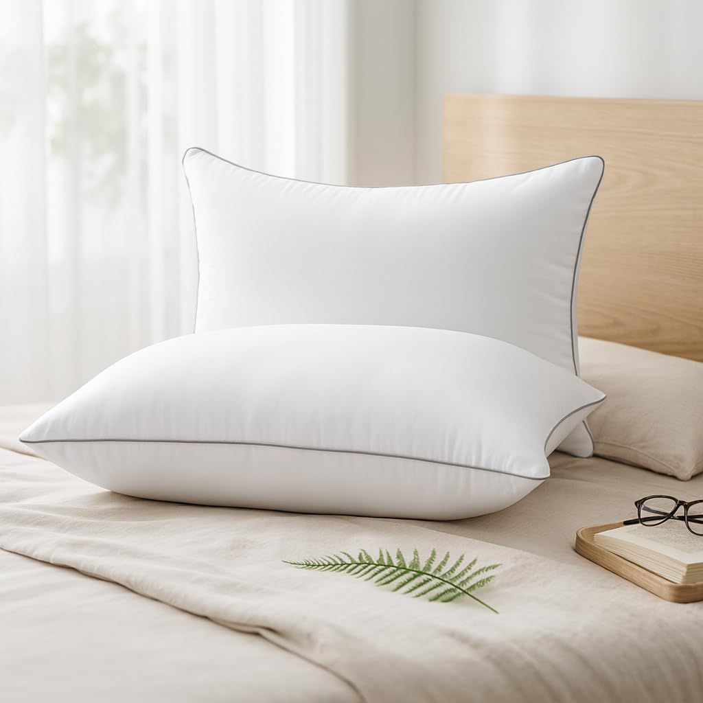 HUXMEYSON Pillows Standard Size Set of 4, Bed Pillows Set of 4, Down Alternative Luxury Hotel Pillows for Sleeping and for Side and Back Sleepers - Medaid International