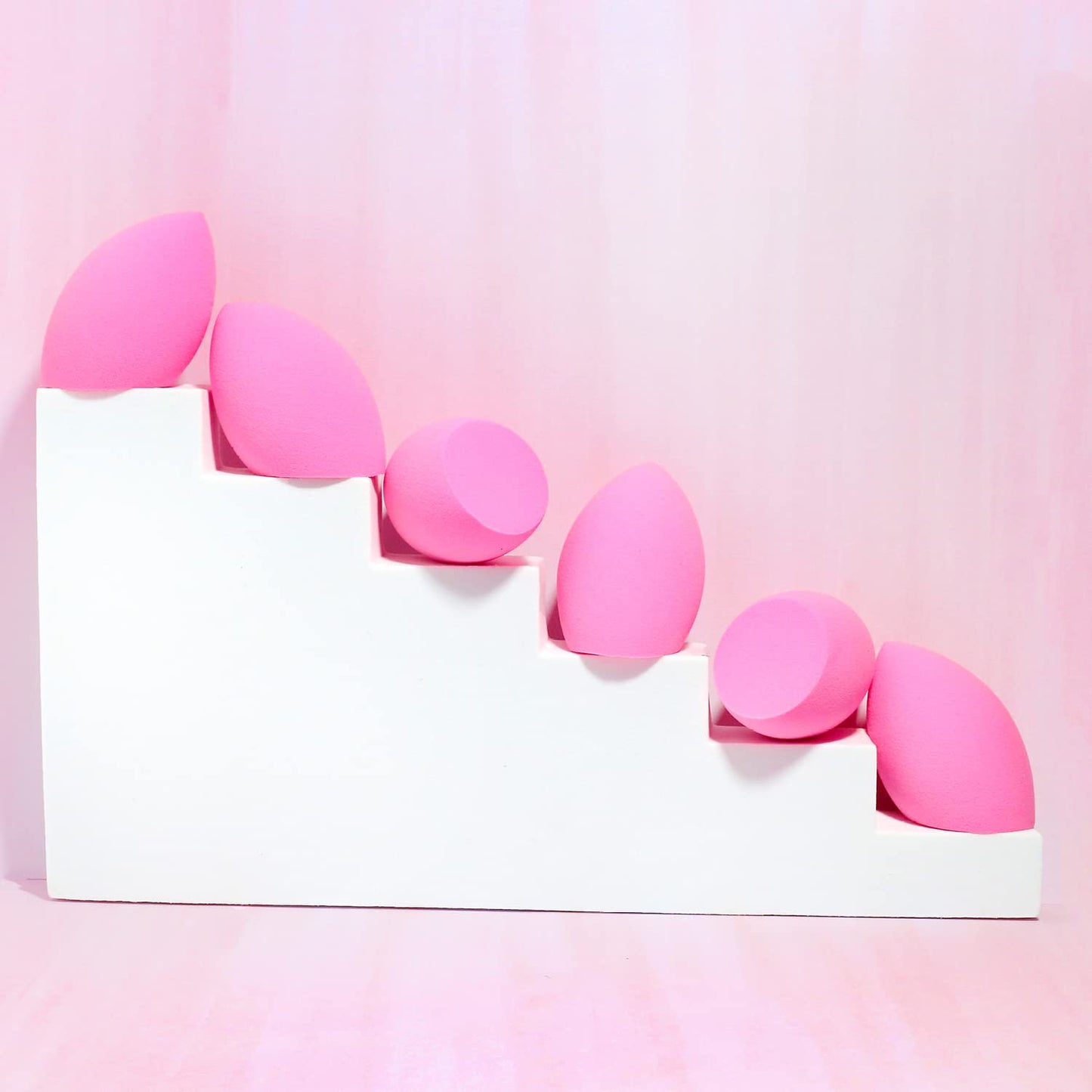 AOA Studio Collection Makeup Sponge Set Makeup Blender Latex Free and High-definition Super Soft Set of 6 Makeup Blender For Powder Cream and Liquid, Beauty Cosmetic Beveled Shape (Pink) - Medaid International
