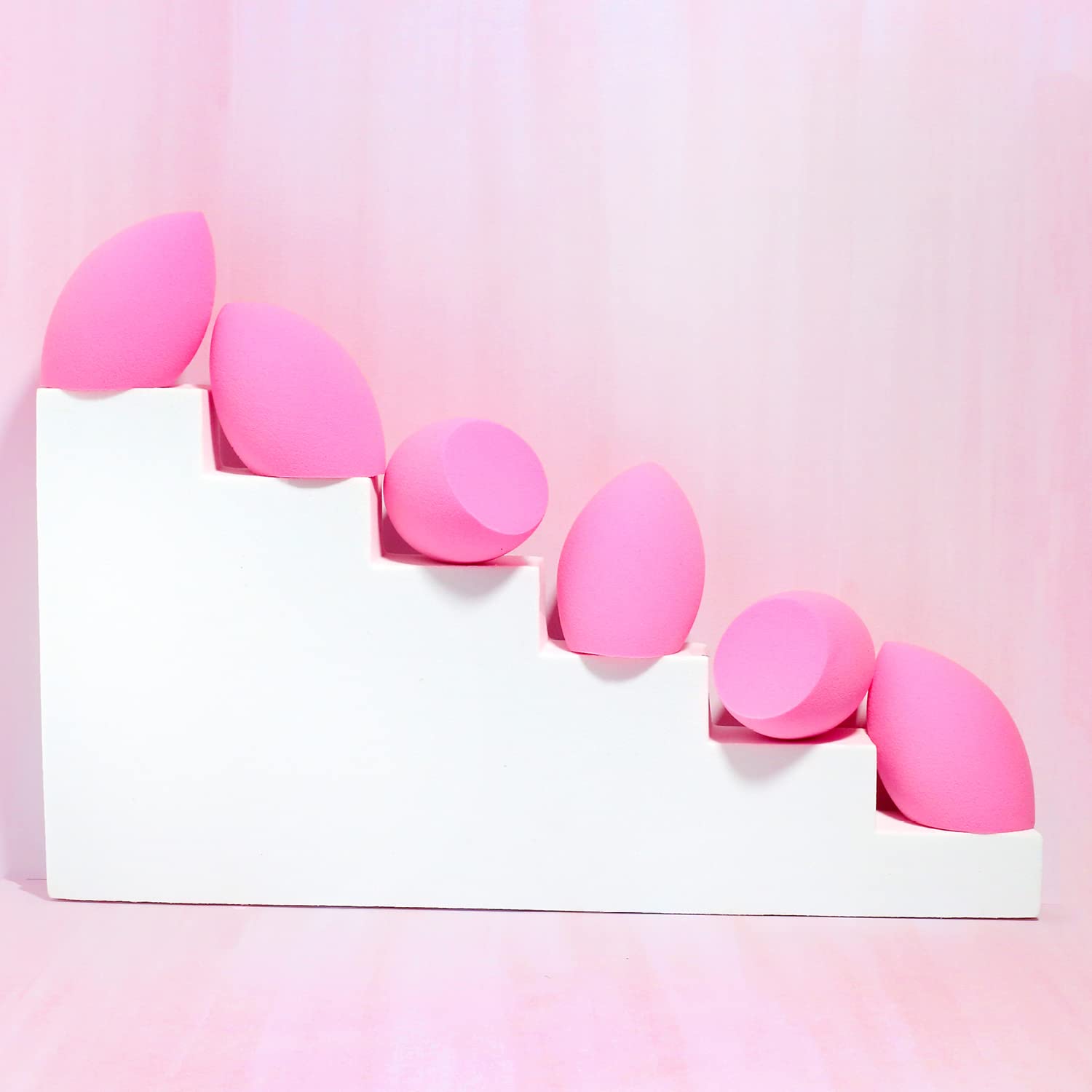 AOA Studio Collection Makeup Sponge Set Makeup Blender Latex Free and High-definition Super Soft Set of 6 Makeup Blender For Powder Cream and Liquid, Beauty Cosmetic Beveled Shape (Pink) - Medaid International