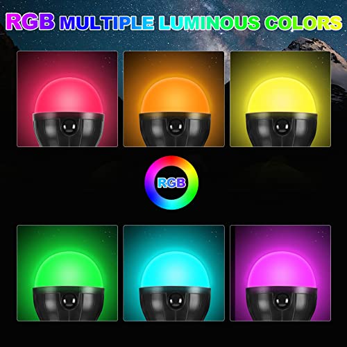 Pemotech - 6 Pcs Camping Lights Set, 5 LED & 1 RGB, Portable Lantern with Clip Hook