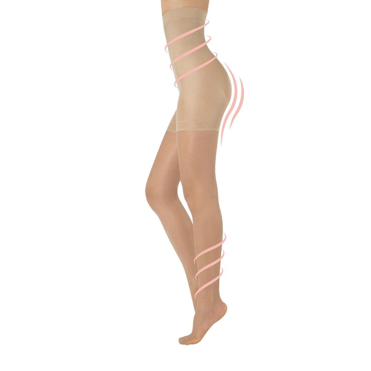 CALZITALY High Waist tights Control Top Shaping Nylons, Shaping Pantyhose, 20 Denier Sheer Shaping Tights for All Day Use (Medium, Skin) - Medaid International