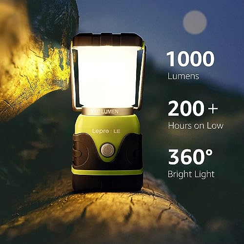 Lighting Ever - 1000lm Dimmable LED Camping Lantern, 4 Modes, Water Resistant