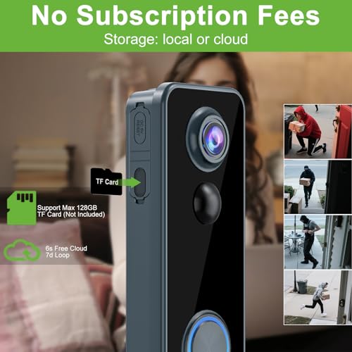 Wireless Video Doorbell Camera with Chime, Head-to-Toe View 2K HD Smart WiFi Door Bell with Camera Battery Operated Motion Detection Night Vision 2-Way Audio Support Cloud Storage Works with Alexa - Medaid International