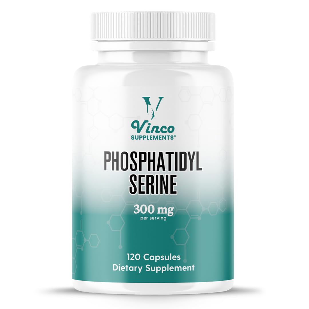 Vinco Phosphatidylserine 300mg – Memory, Focus & Brain Health Supplement - Supports Cognitive Function & Mental Clarity - Non-GMO, Gluten-Free - 120 High-Potency Capsules - Medaid International