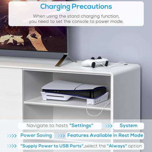 ElectronGeek - PS5 Slim Horizontal Stand with 4 USB Ports & Charging Base
