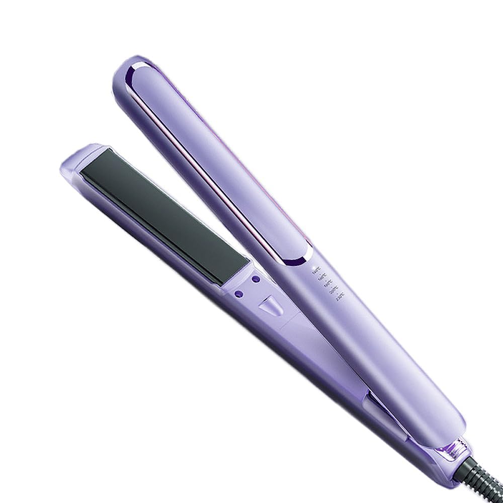 TERRIFI Professional Salon Hair Straightener Flat Iron, Suitable for Thick Curly Hair, Anti-Scald, Dual-Function Straightening and Curling, Ideal Gift for Women, Lovers, Friends (Purple)