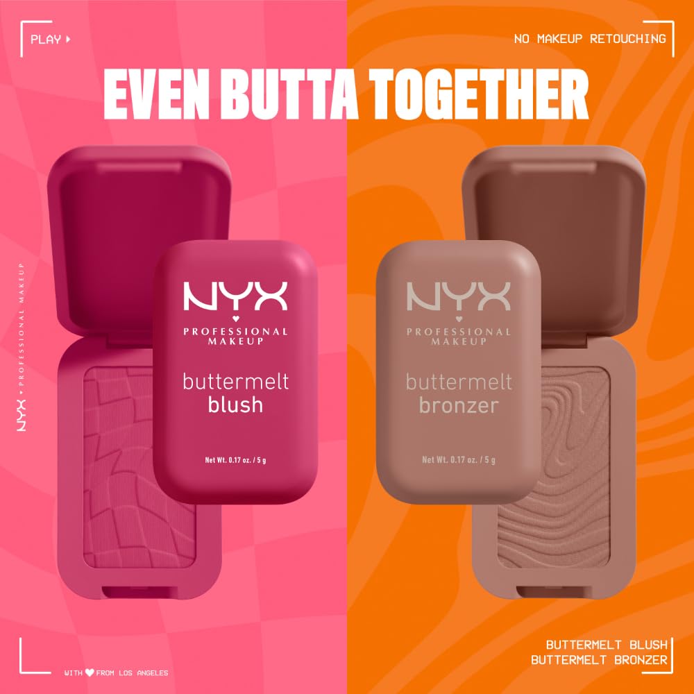 NYX PROFESSIONAL MAKEUP Buttermelt Powder Blush, Fade and Transfer-Resistant Blush, Up to 12HR Make Up Wear, Vegan Formula - U Know Butta - Medaid International