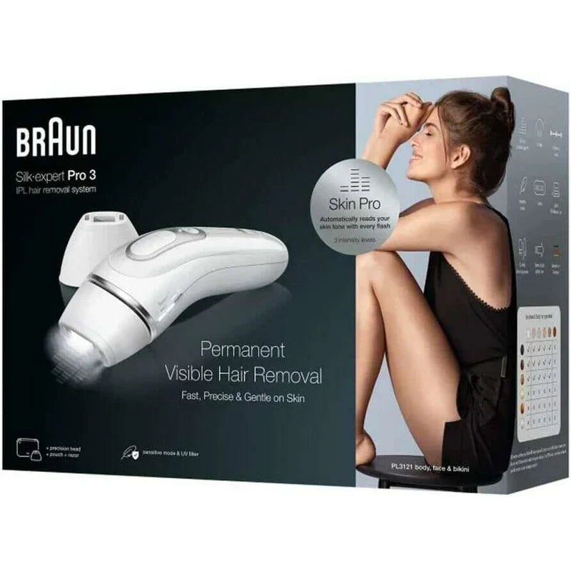 BraunSilk-expert Pro 3 PL3233 IPL with 4 extras: wide head, precision head, Venus razor, zip pouch