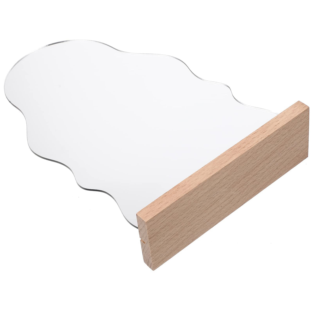 KASTWAVE Makeup Mirror Acrylic for Desk with Stand- Aesthetic Desk Decor Vanity Mirror-Frameless Table top for Bedroom, Living Room and Minimal Spaces Room Decor (Irregular)