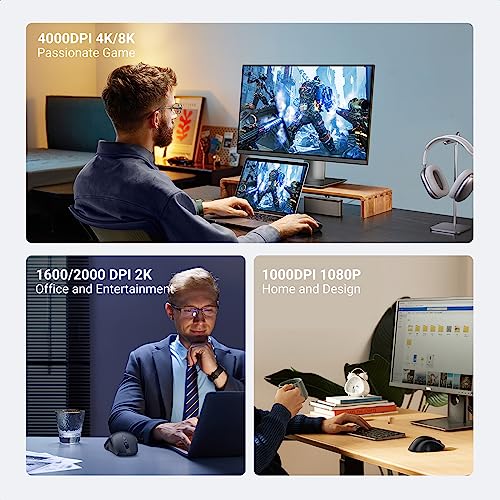 UGREEN - Ergonomic Bluetooth 5.0 Wireless Mouse with 4000 DPI, 5 Silent Buttons