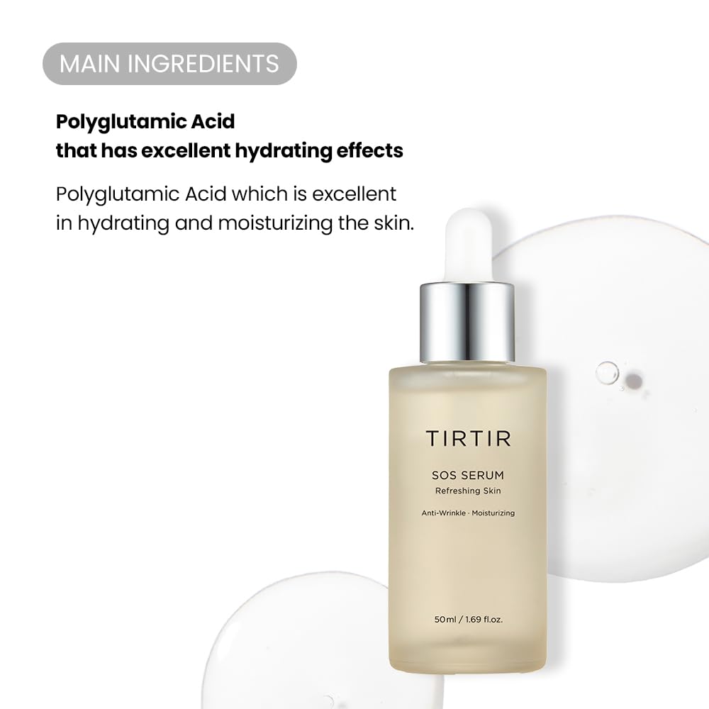 TIRTIR SOS Serum - Radiant Glow Boosting Face Serum - Plumping, Anti Aging, Hydrating - Visibly Smooth and Glowy Skin - Fragrance Free for All Skin Types, 1.69 fl.oz. - Medaid International