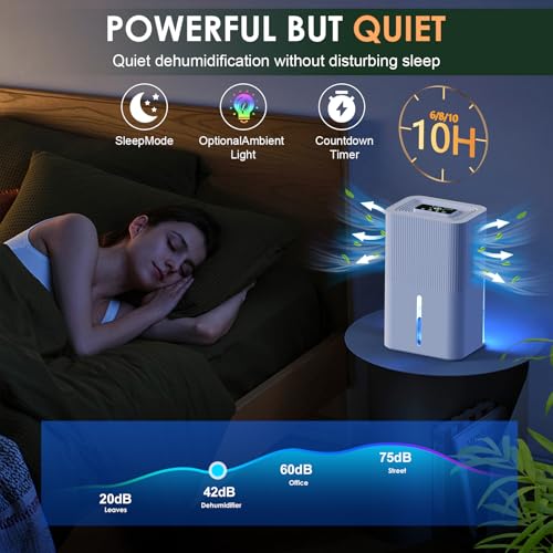 Ceefelian - Portable Home Dehumidifier for Basements, 91 OZ Tank, 900 sq.ft Coverage, Quiet Auto Shut-Off