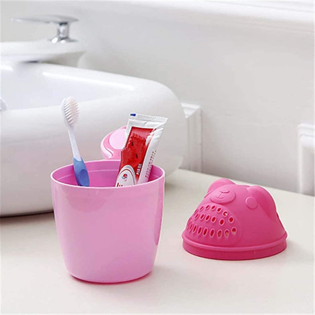 TERRIFI Cartoon Bear Baby Dipper Bath Rinse Cup, Shampoo Rinser, Shower Sprinkler Spoon for Baby Tub, Wash Cups with Handle