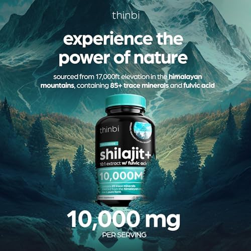 Thinbi Pure Himalayan Shilajit Organic Capsules with Fulvic Acid & Trace Minerals - 90 Count - Medaid International