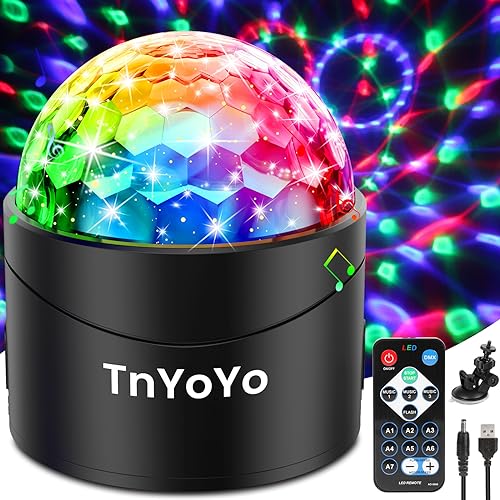 TnYoYo - RGB Disco Ball with Remote, Sound Activated, USB Powered Party Lights