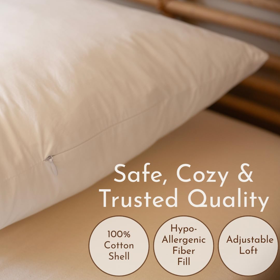 Little Sleepy Head Standard Pillows for Sleeping Standard Hotel Quality Pillows with Adjustable Loft & Down-Like Hypoallergenic Pillow Fill -20" x 26" - Set of 2 - Medaid International