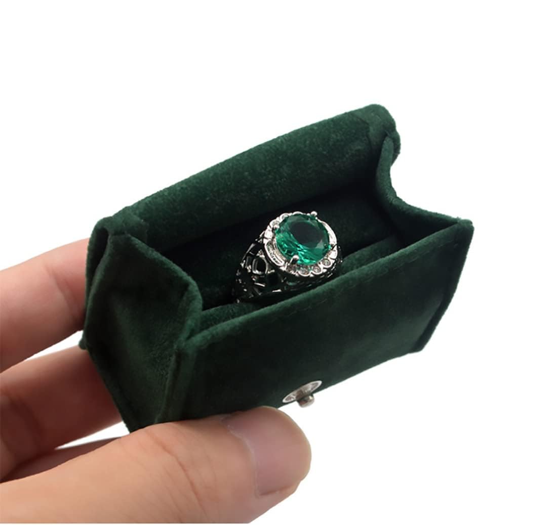 TERRIFI Vintage Ring Box, Jewelry Gift Display Holder Case, Ideal for Wedding, Proposal, Engagement Ceremony, Elegant Ring Storage Box (Green)