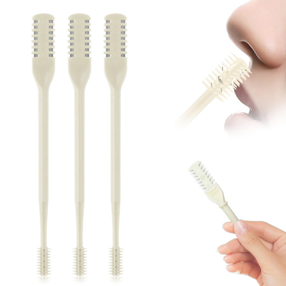 Medech 3PCS 2-in-1 Nose Hair Trimmer Nasal Hair Cutter for Women Men, 2025 Upgraded Manual 360° Rotating Nostril Hair Removal Tool Double Sided Nose Hair Blade,Travel Essentials (Apricot, 3pcs) - Medaid International