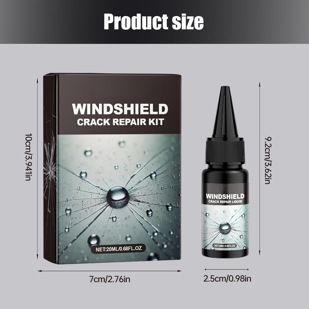 KASTWAVE Windshield Crack Repair Kit, Car Windshield Crack Repair Fluid, Cracks Gone Glass Repair Kit, Windshield Repair Kit for Chips and Cracks (2 Pcs, 20ml)