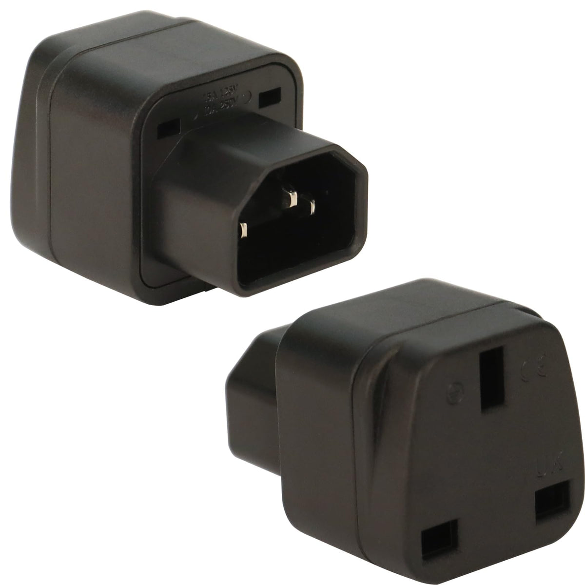 KASTWAVE Black 2 Pack C14 to UK Outlet Socket, IEC 60320 Plug - IEC 320 C14 Male to UK Plug C13 Socket Conversion Adapter