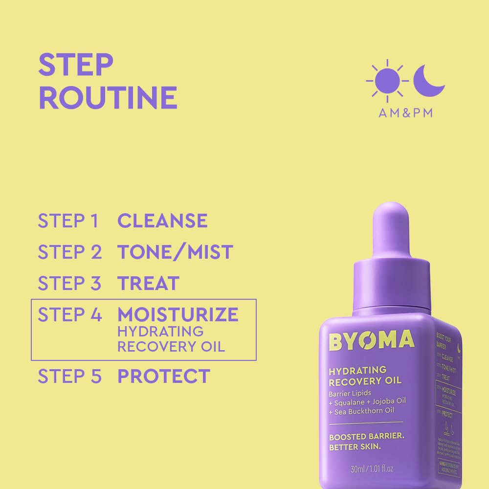 BYOMA Hydrating Recovery Oil - Luxury Face Oil with Squalane, Jojoba Oil & Seabuckthorn Oil - Instant Radiant and Glowy Skin - Barrier Repair Facial Oil - 1.01 fl. oz - Medaid International