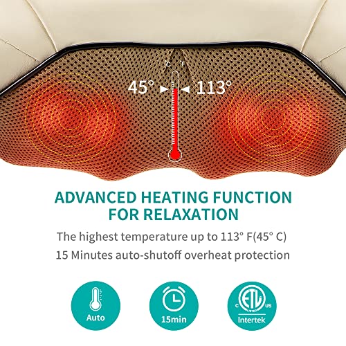 Nekteck - Shiatsu Neck and Back Massager with Soothing Heat & Deep Tissue Relief