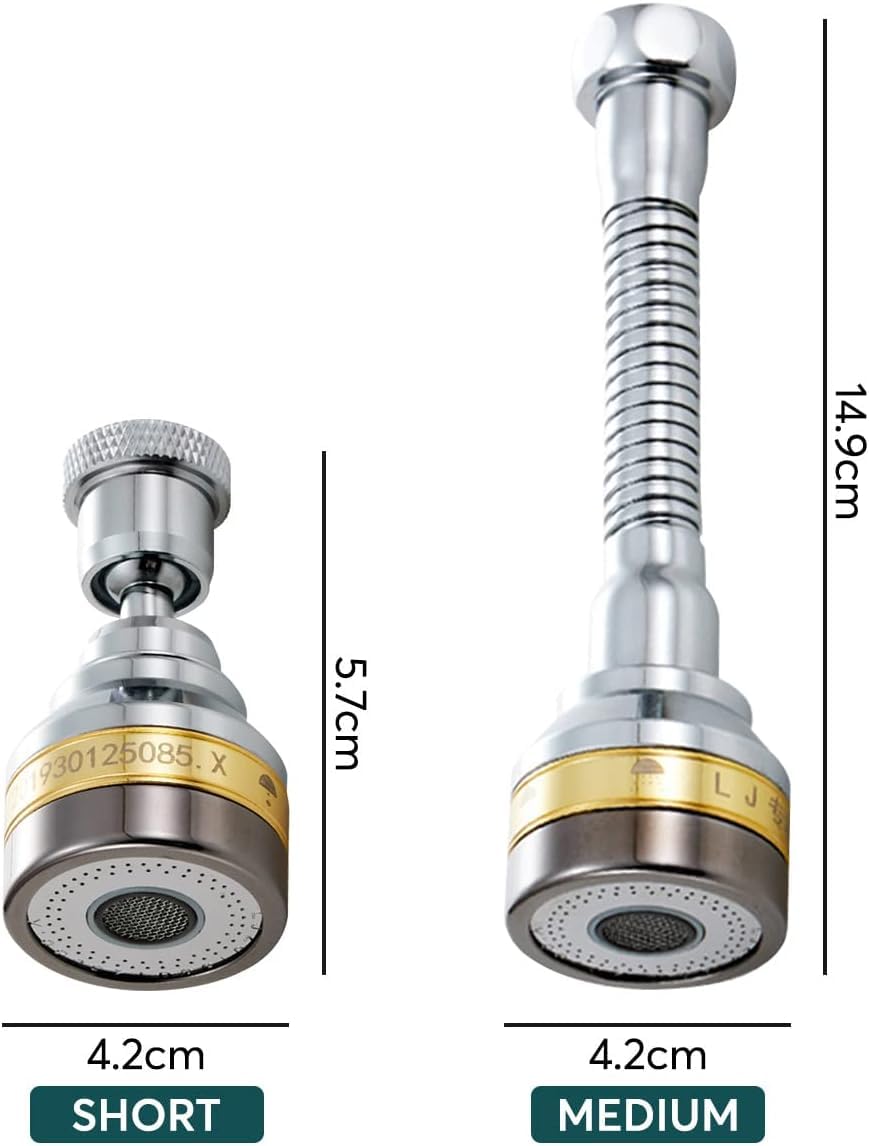 Azonee Faucet Sprayer Attachment, Kitchen Faucet Spray Head, Solid Brass and Stainless Steel 360 Degree Rotatable Aerator 3 Flow Mode Adjustable High-Pressure Booster Anti-Splash Water Saving Faucet