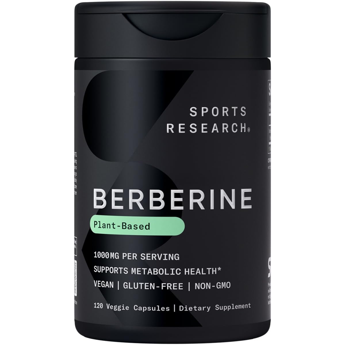 Sports Research Berberine - Herbal Ayurvedic Metabolic Health Support - 500mg - 120 Capsules - Vegan Certified, Gluten-Free, Non-GMO - Medaid International