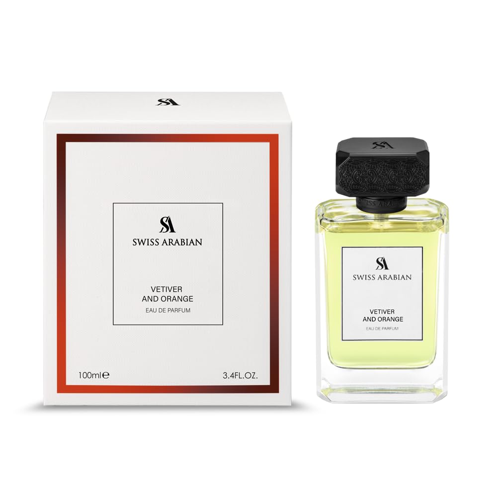 Swiss Arabian Vetiver and Orange for Men Woody Spicy Fragrance with Orange, Pepper, and Vetiver - 3.4 oz - Medaid International