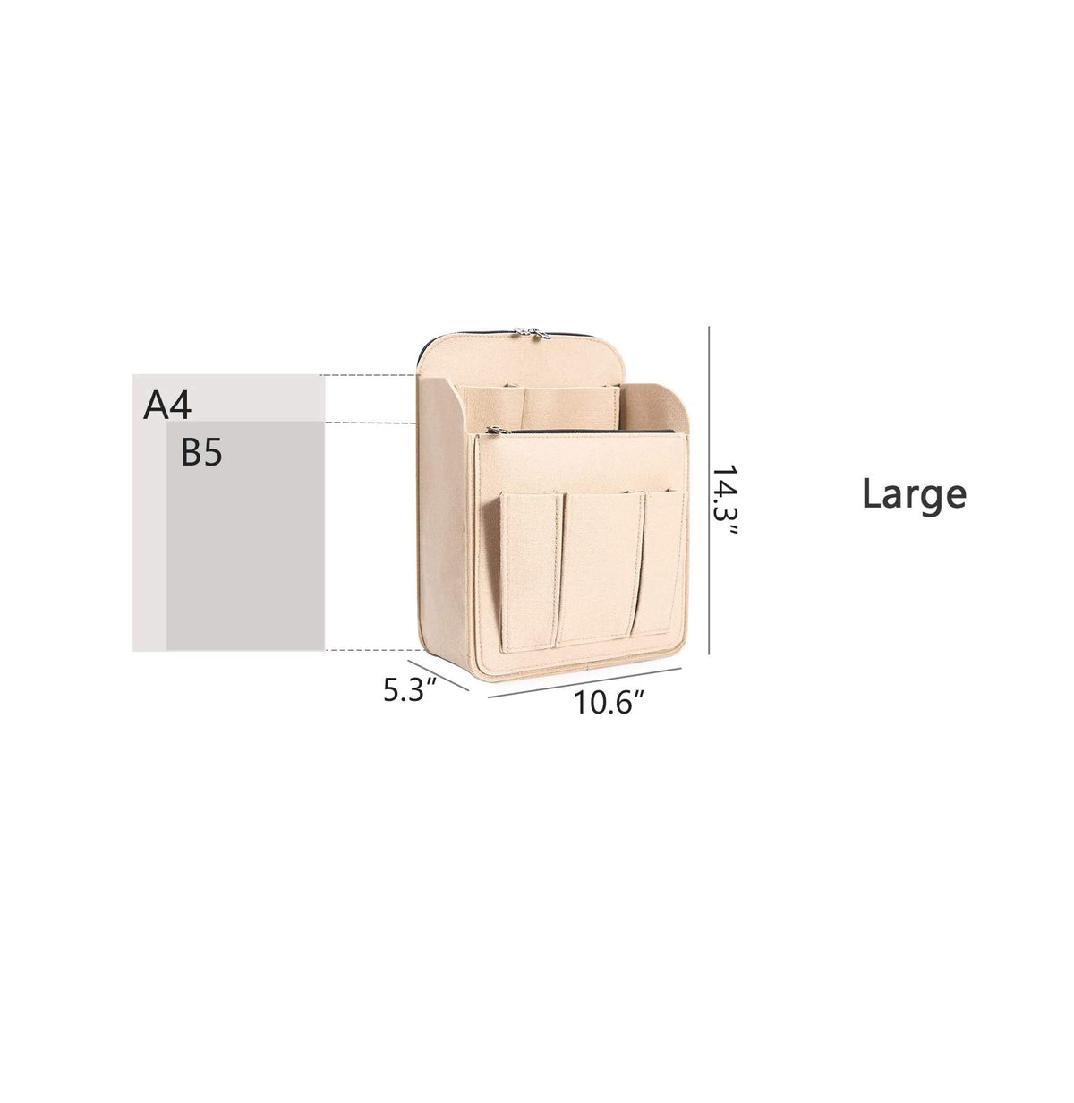 Kastwave Large Capacity Felt Bag Mid-Pack Travel Backpack Liner Storage Accessories
