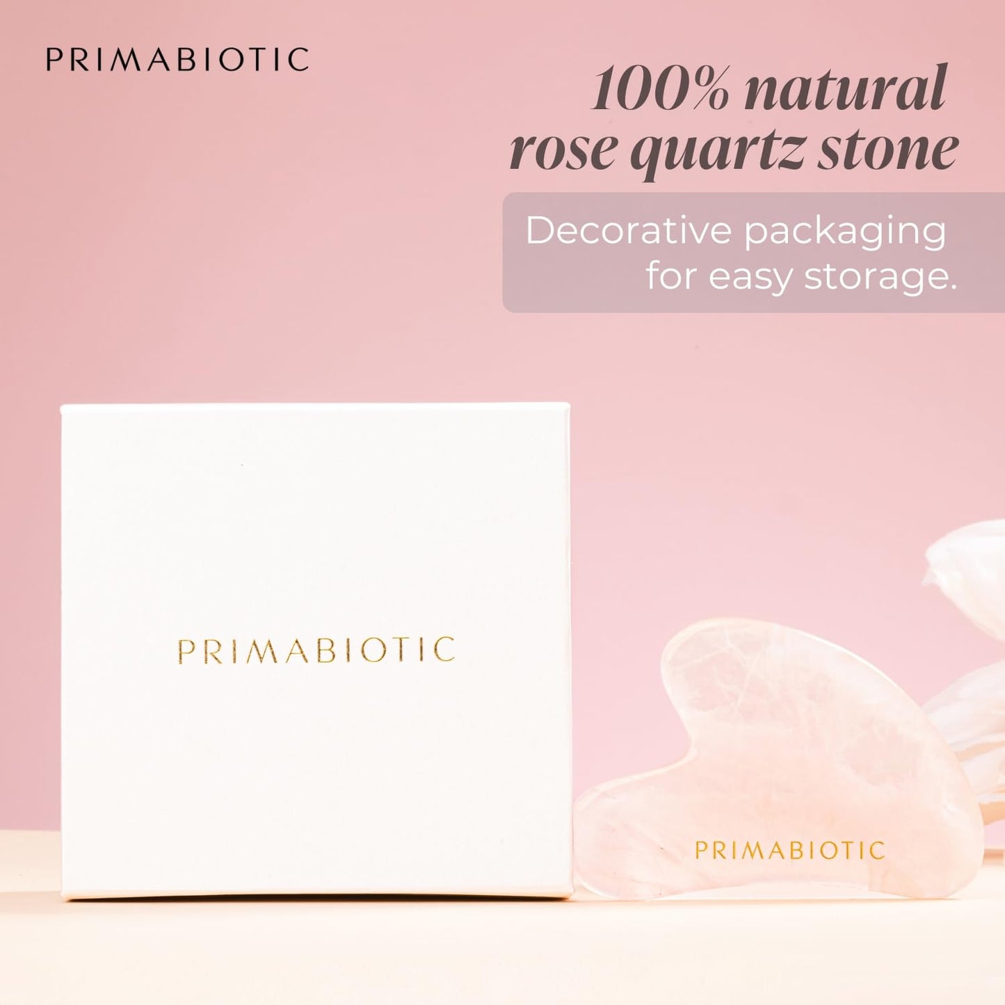 PRIMABIOTIC Gua Sha Stone – Facial Massage Tool for Wrinkles – Rose Quartz Guasha – Skin Care – Beauty Products – Massage Tool for Skin Care – Anti-Aging - Medaid International