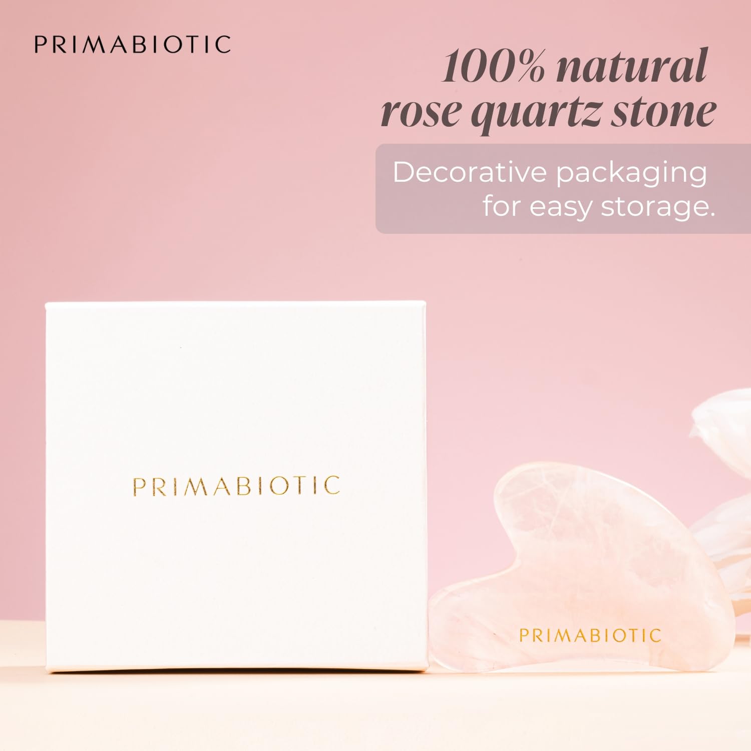 PRIMABIOTIC Gua Sha Stone – Facial Massage Tool for Wrinkles – Rose Quartz Guasha – Skin Care – Beauty Products – Massage Tool for Skin Care – Anti-Aging - Medaid International