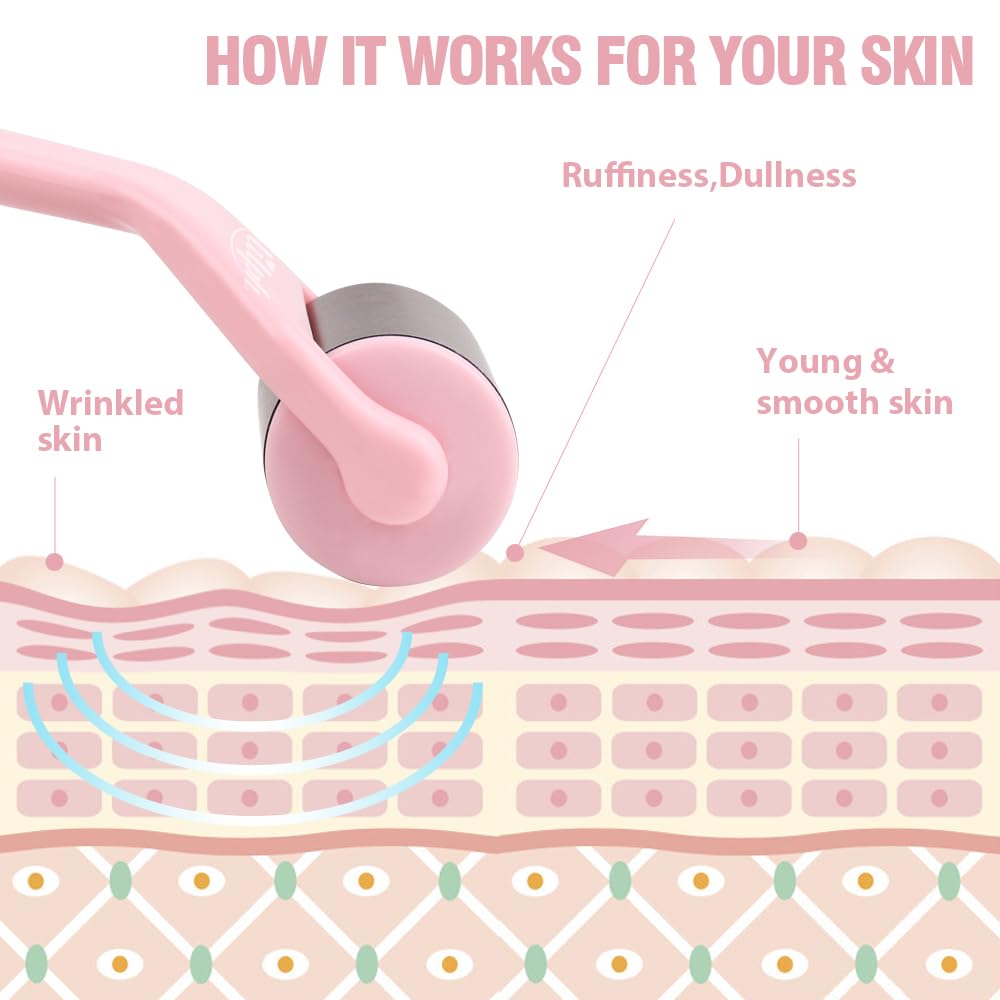 Hilph Ice Roller for Face Metal, Stainless Steel Ice Face Roller for Skin Care, Cold Facial Massager Roller for Puffiness, Eye Bags (Pink) - Medaid International
