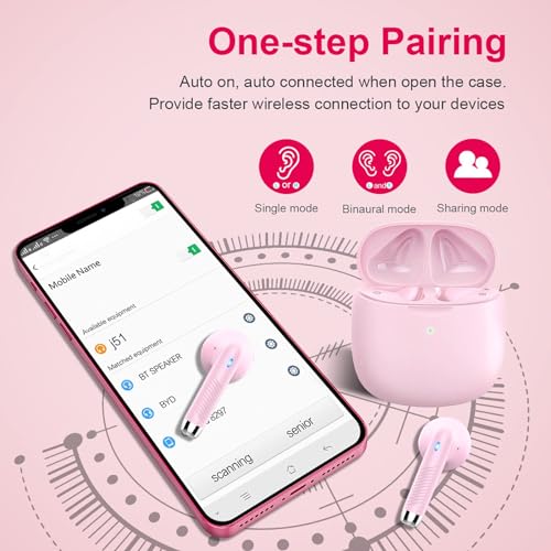 Jxrev - Wireless Earbuds with Bluetooth 5.4, Noise Cancelling, IP7 Waterproof, 32H Playtime