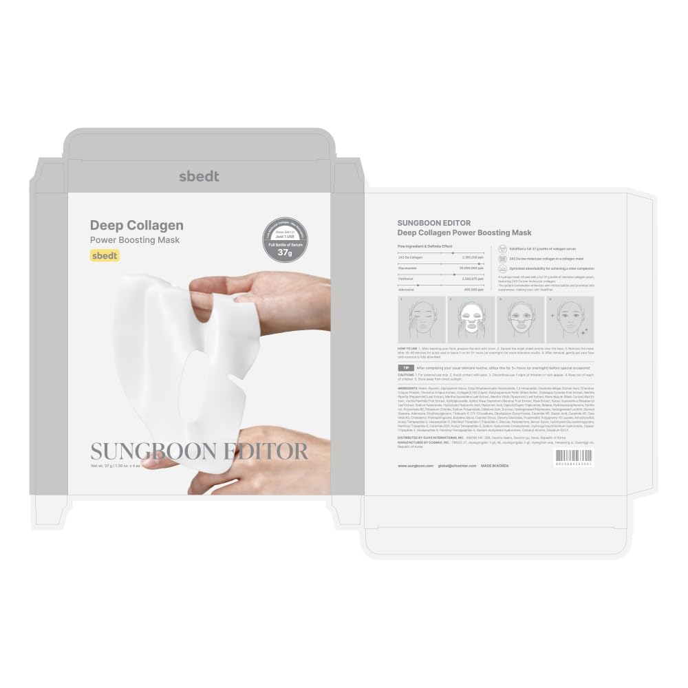 SUNGBOON EDITOR Deep Collagen Overnight Mask Hydrating Mask for Glass Skin, Wrinkle Care, Firming & Pore Refining 2,160,000PPB Collagen + 9 Peptides Stocking Stuffers for Women Korean Skincare, 4ea - Medaid International