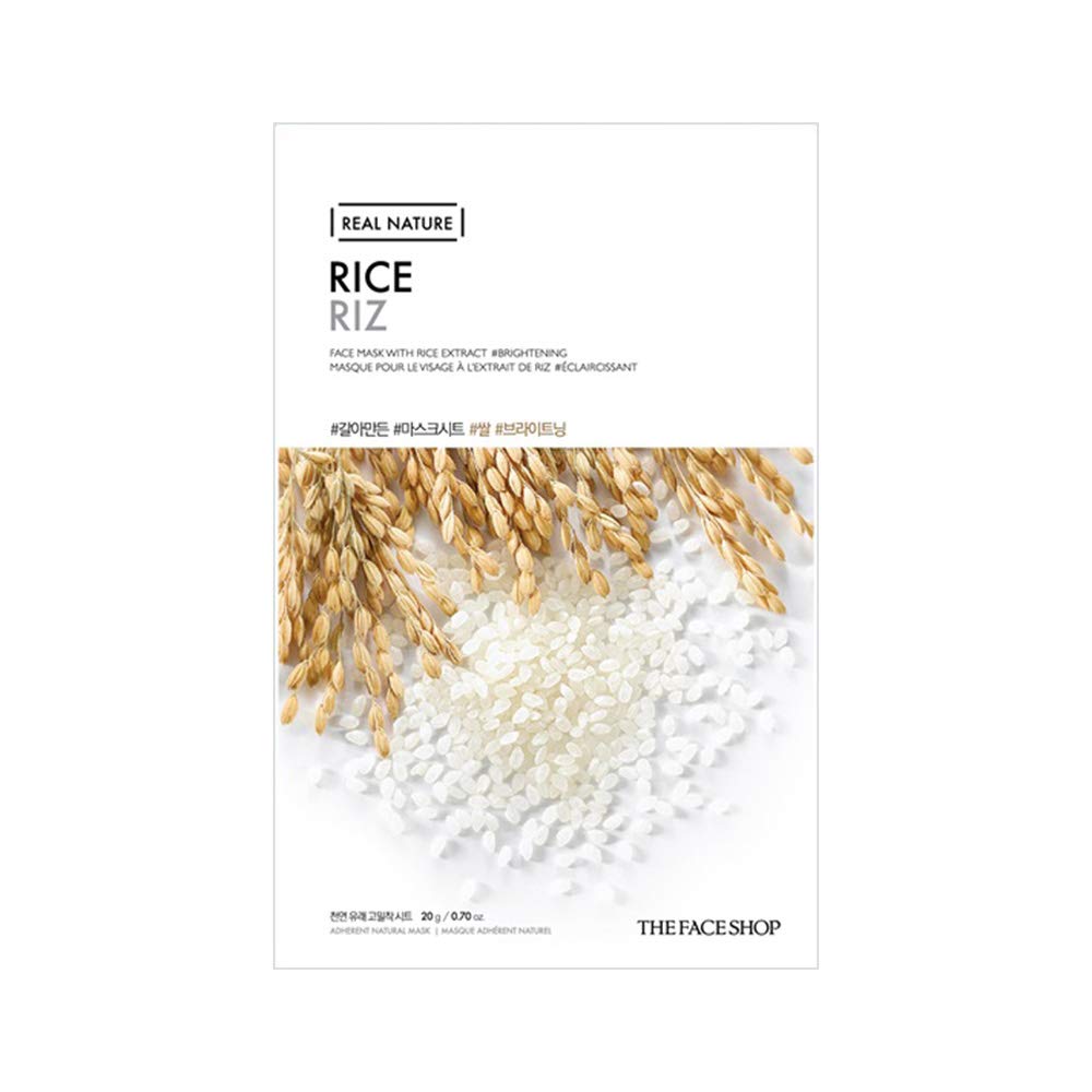 THE FACE SHOP Real Nature Face Mask | Brightens Dull & Rough Skin,Draining Out Dead Skin Cells | K Beauty Facial Skincare for Oily & Dry Skin | Rice,K-Beauty - Medaid International