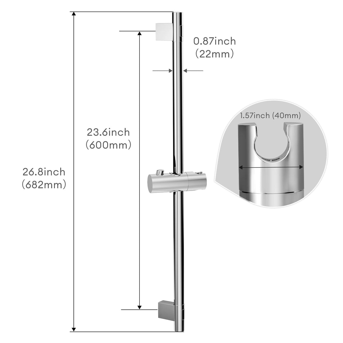 JOMOO Shower Riser Rail, Wall Mounted Shower Rail Adjustable Shower Head Holder, Shower Holder Bracket, Chrome