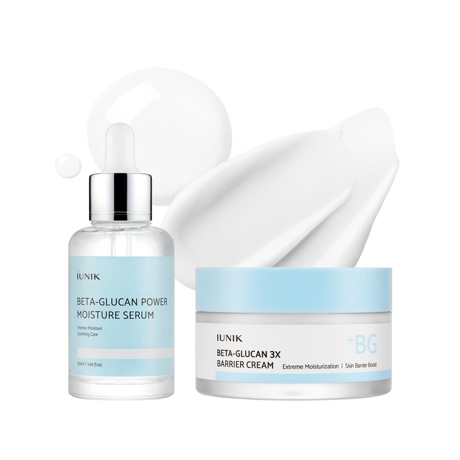 IUNIK Beta-Glucan Hydration Serum & 3x Barrier Moisturizing Cream Set – Deep Hydration, Skin Barrier, Anti-Aging Face Moisturizer Duo for Dry Sensitive Skin | Vegan Korean Skincare with Panthenol - Medaid International