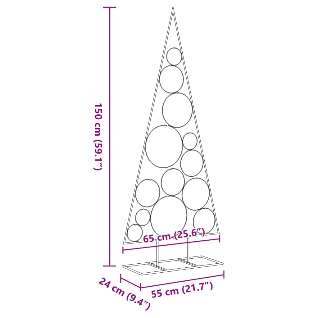 vidaXL Metal Christmas Tree Black Powder-coated steel 59.1 in tall - Medaid International