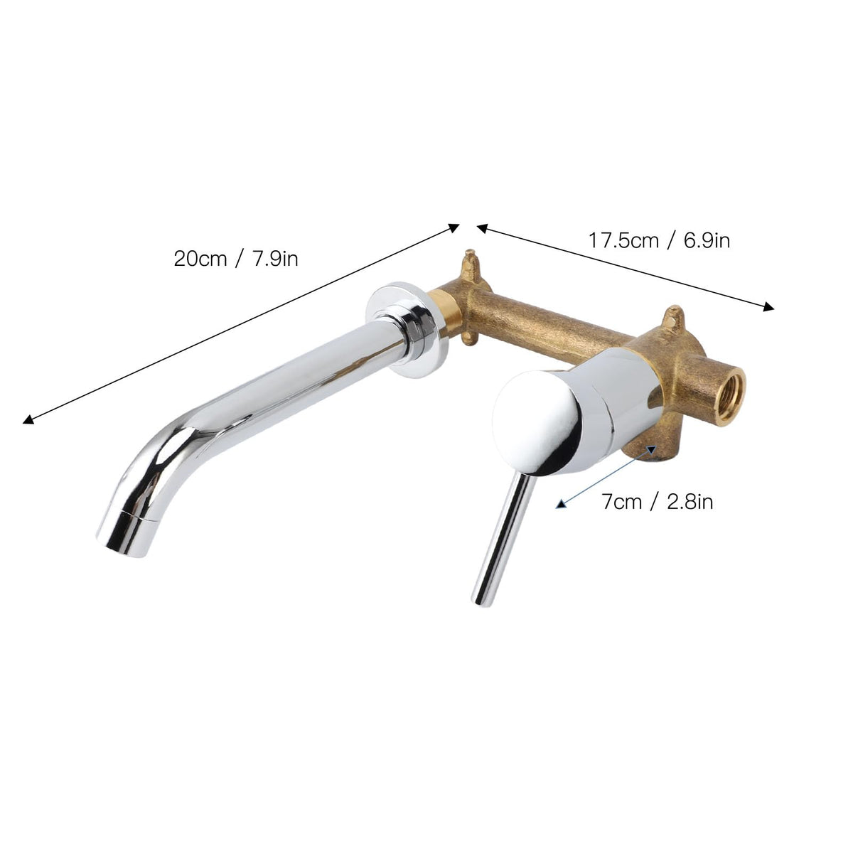 Wall Mounted Basin Faucet, Full Copper Hot and Cold 7.9in