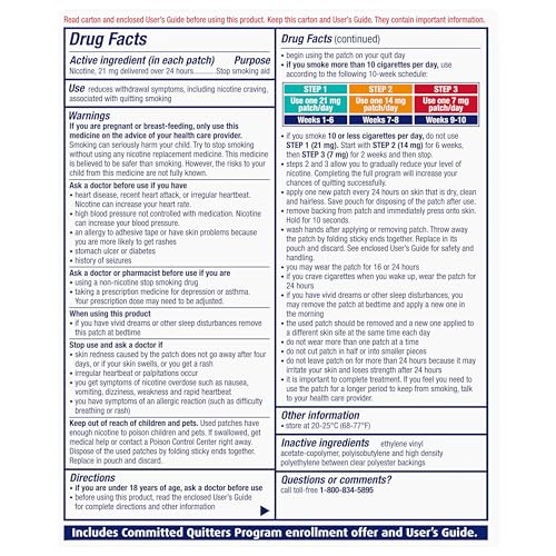 NicoDerm CQ Step 1 Nicotine Patches to Quit Smoking, 21 mg, Stop Smoking Aid, 14 Count - Medaid International