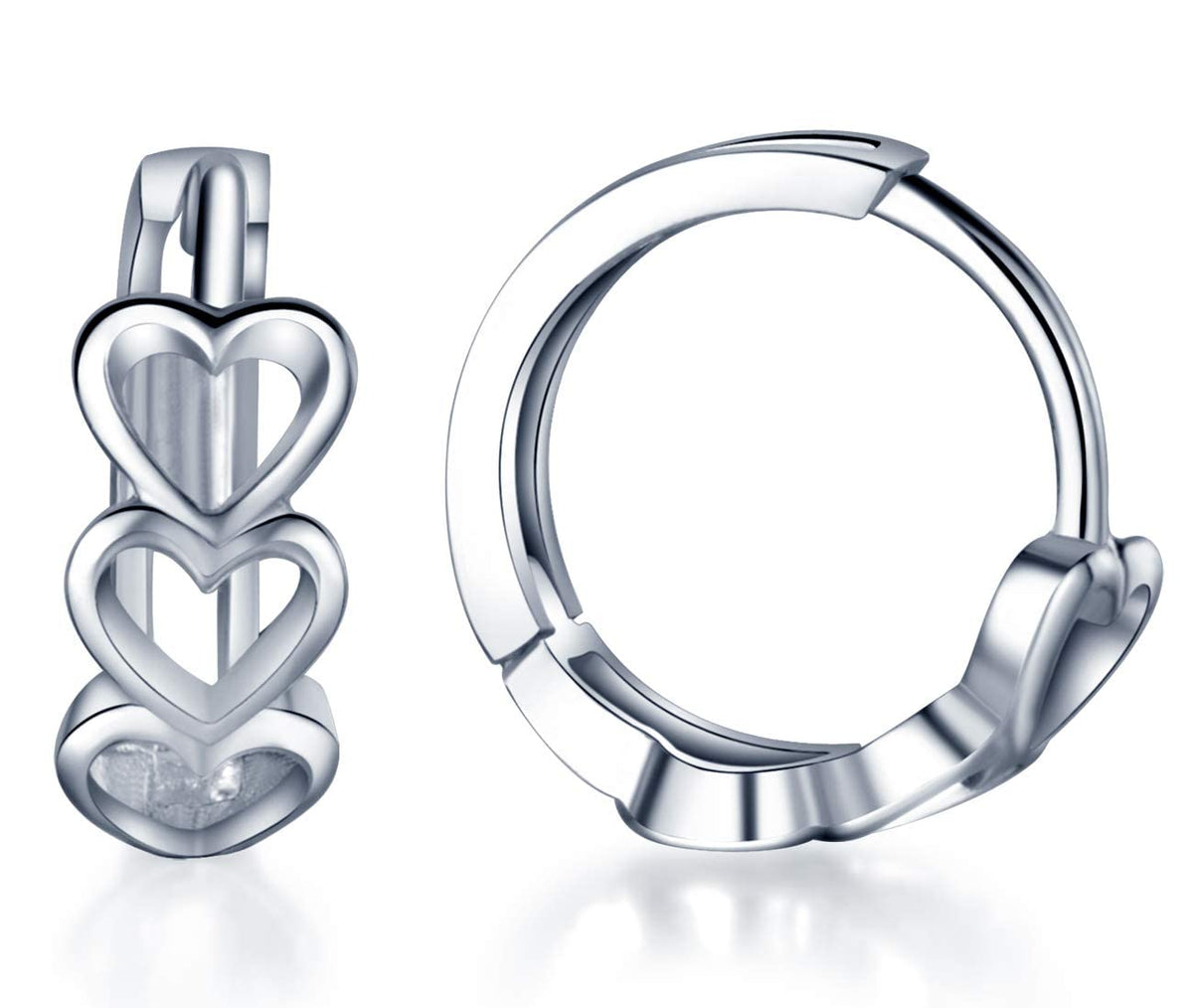 KASTWAVE Silver Hoop Earrings for Women 925 Sterling Silver Heart Plain Huggie Hoop Earrings Creole for Women/Girls