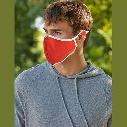 Quality Durables Unisex-Adult's 4-Pack Knit Washable Reusable Face Mask with Elastic Ear Loop, Grey/Orange/Olive/Light Blue, Small/Medium - Medaid International