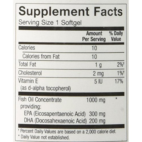 The Vitamin Shoppe Omega 3 Fish Oil 1000mg, EPA 300mg & DHA 200mg, Purity Assured, Molecularly Distilled to Support Cardiovascular, Joint and Brain Health (120 Softgels) - Medaid International