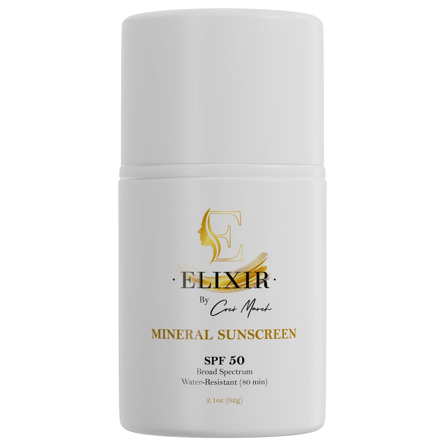 Elixir by Cocó March Broad Spectrum Mineral Sunscreen SPF 50 Sun Protection, Water-Resistant-80 min, Hydrates and Enhances Skin, Adults and Children- 2.1 Oz 59 g - Medaid International