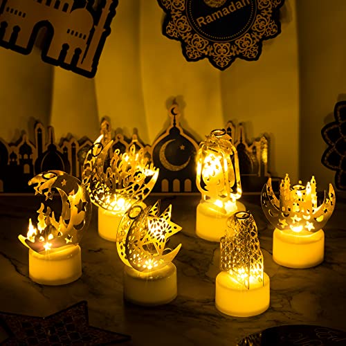 Cuweipeng - 6Pcs Mini Lantern Lights for Ramadan, Battery-Operated LED Decor