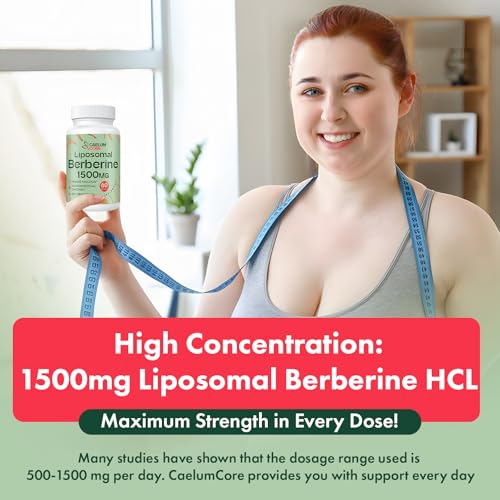 CaelumCore Liposomal Berberine HCL - Berberine 1500mg Activates AMPK, High Bioavailability Berberines Supplement for Women and Men, Supports Body Balance - Medaid International
