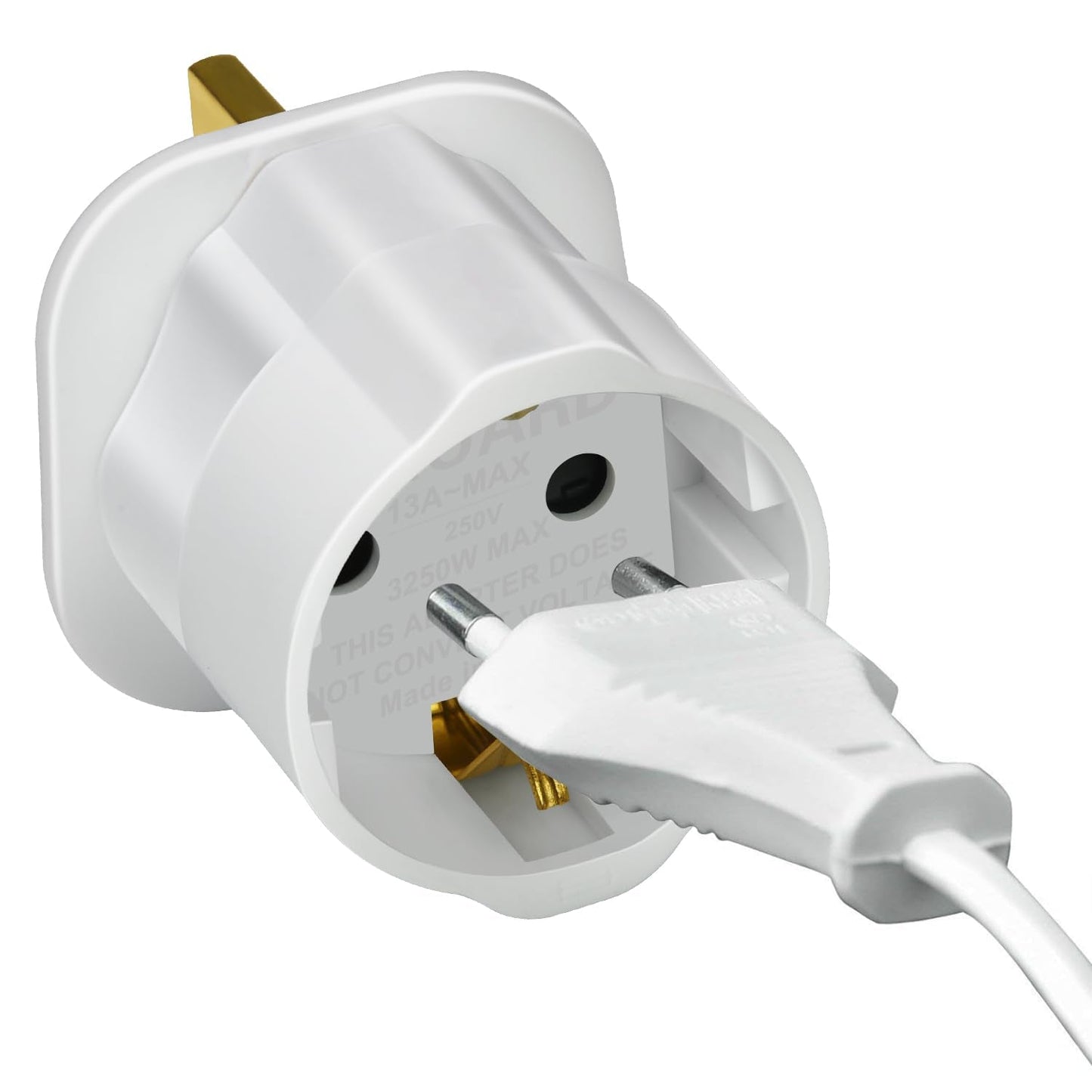 VGUARD Plug Adapter, 3 Pack EU to UK, White, for Travel from France, Italy, Spain, Germany to UK - Medaid International