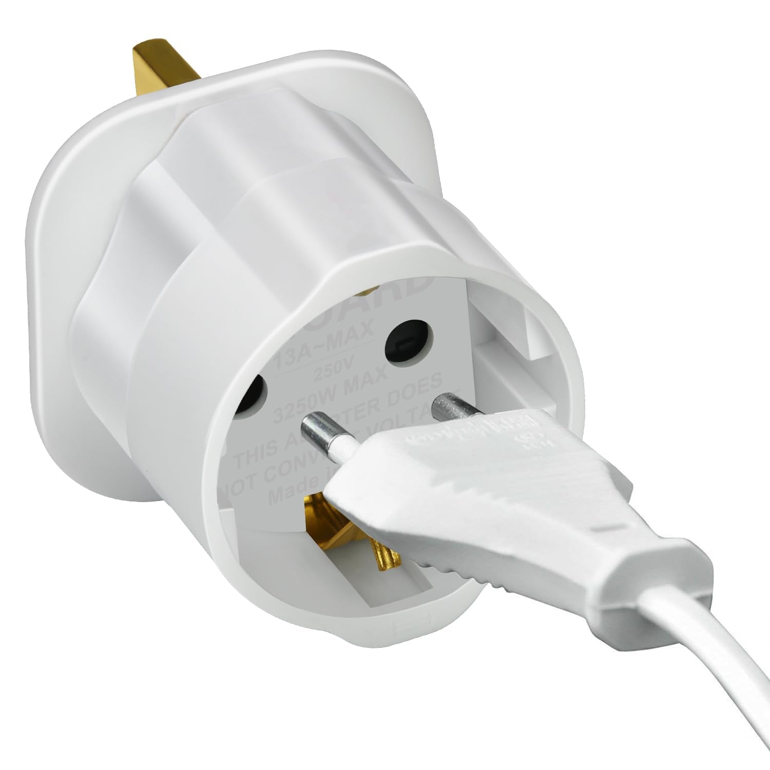 VGUARD Plug Adapter, 3 Pack EU to UK, White, for Travel from France, Italy, Spain, Germany to UK - Medaid International